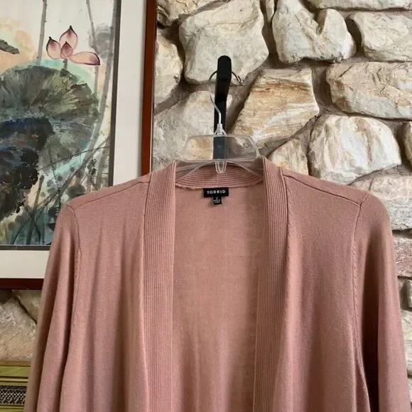 Torrid women’s plus long blush open cardigan size 2 - Picture 4 of 12